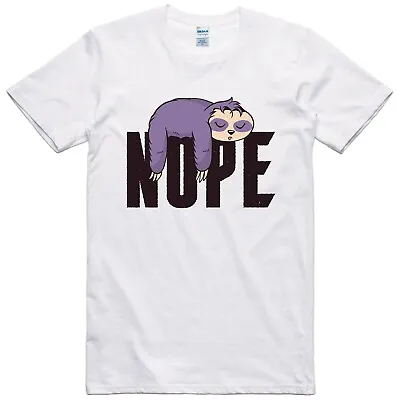 Buy Funny Mens T Shirt Sloth Nope Lazy Person Gift Regular Fit 100% Cotton Tee • 8.99£