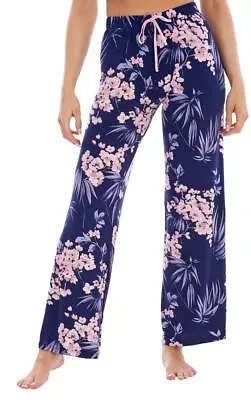 Buy Ladies Blue Floral PJ'S Pyjama Bottoms Nightwear-DIFFERENT LEG LENGTHS AVAILABLE • 6.99£
