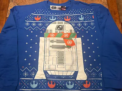 Buy Culturefly Star Wars Droid R2D2 Blue Holiday Crew Sweater 3XL 29”x 29.5” • 38.55£