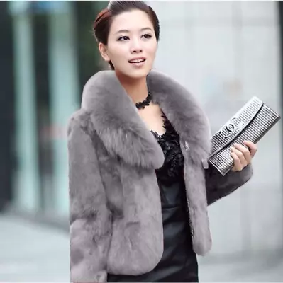 Buy Lady Faux Fur Short Coat Slim Fit Jacket Open Front Outerwear Winter Warm Tops • 25.91£