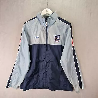 Buy Umbro England Football Windbreaker Jacket Mens Large Blue Football Zip Up • 29.99£