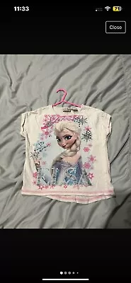 Buy Girls Light Pink Frozen Elsa Print Tshirt Aged 6 Years • 0.99£