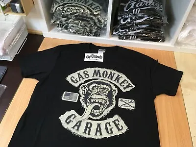 Buy Gas Monkey Garage Mens Black 100% Cotton T-Shirt Patch BNWT • 12.99£