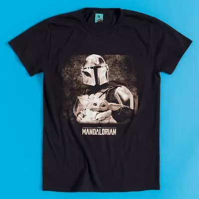 Buy Official Star Wars The Mandalorian And Grogu Family Portrait Black T-Shirt • 19.99£