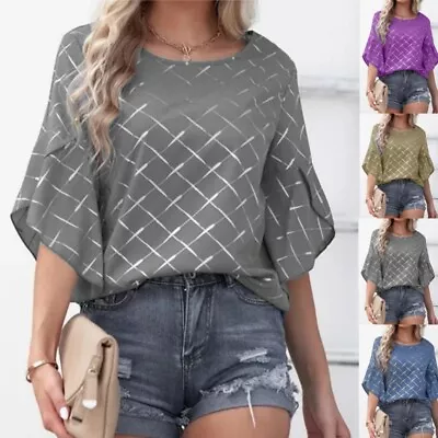 Buy Womens Summer Loose Blouse 3/4 Sleeve Tee Tops Ladies Casual Pullover T-Shirts • 8.79£