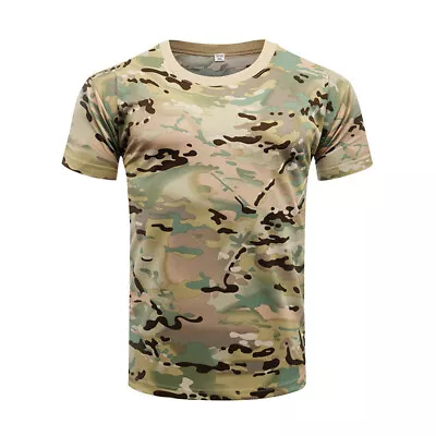 Buy Mens T-Shirt Army Combat Military Hunting Fishing Tops Military Camouflage Shirt • 6.68£