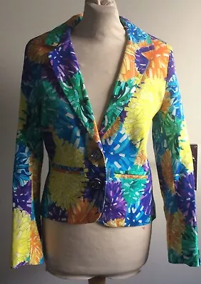 Buy HOUSE Of HOLLAND Bright Colourful Large Floral Print Blazer Jacket Size 12 • 22.50£