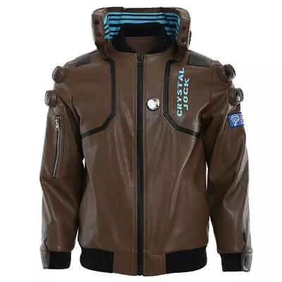 Buy Unisex Cyberpunk V Brown Leather Jacket Motorcycle Bomber Coat Cosplay Costume • 79.95£