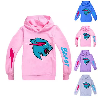 Buy Mr Beast Print Kids Casual Hoodie Long Sleeve Hooded Sweatshirt Jumper Top Gift • 13.82£