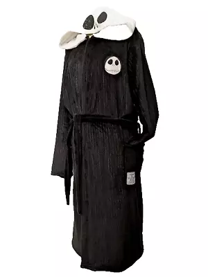 Buy Mens Black Dressing Gown Nightmare Before Christmas Adult Fleece LARGE Hoodi • 28£