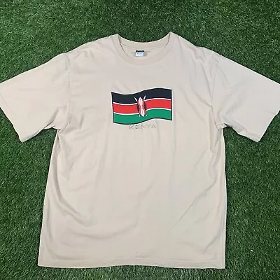 Buy Punch Designs Kenya T Shirt Beige Embroidered Tourist Souvenir Africa Vintage • 17.99£