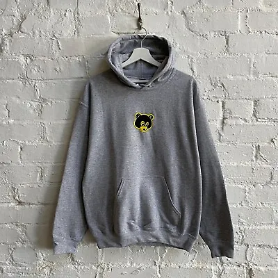 Buy Actual Fact Retro Bear Embroidered Heather Grey Hooded Sweatshirt • 35£