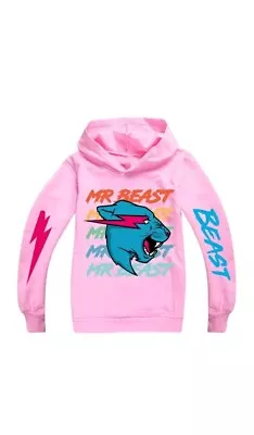 Buy Kids Mr Beast Lightning Cat Casual Hoodie Jumper Tops Youtuber Gamer Gift PINK • 12.99£