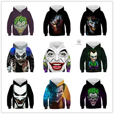 Buy Kid's Creepy The Joker 3D Printed Hoodie Pullover Coat Autumn Casual Hiphop Coat • 19.98£