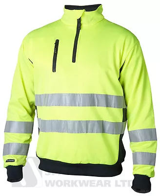 Buy  Hi Vis Yellow Sweatshirt With Collar High Visibility Clothing Top Swede • 36.70£