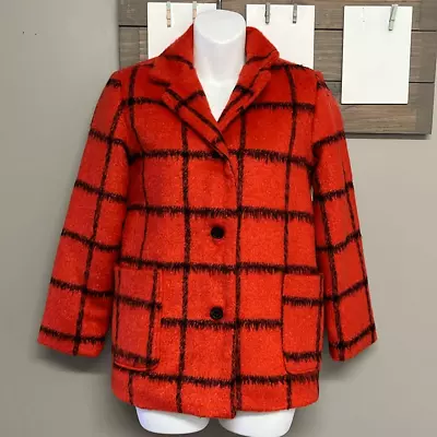 Buy Old Navy Girl’s Red And Black Checked Peacoat Lined Jacket W/ Pockets- Lge 10/12 • 30£
