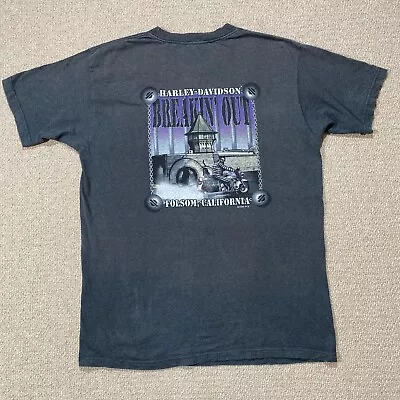 Buy VINTAGE Harley Davidson T Shirt Mens Large Prison Breakin Out Folsom California • 24.99£