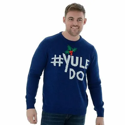 Buy Mens Christmas Novelty Jumper Funny Knitted Blue Xmas Sweater #Yule Do • 9.95£