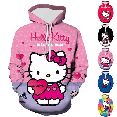 Buy Hello Kitty Kids Hoodie Long Sleeve Hooded Sweatshirt Jumper Casual Pullover Top • 8.54£