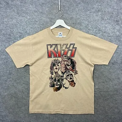 Buy Vintage KISS Shirt Mens Large Beige Band Rockband Concert Tour Top 90s USA • 29.99£