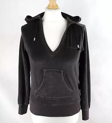 Buy CHAMPION Hoodie Womens EXTRA SMALL UK 6-8 Brown Velour V-neck Sweatshirt Retro • 14.95£