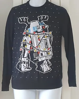 Buy Star Wars TU R2D2 Knitted  Jumper Size Small Christmas  Sweater Navy Blue • 14.99£