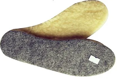 Buy Wool Sheepskin On Felt Thick Fluffy Slipper Shoes Boots Insoles Unisex All Sizes • 3.99£