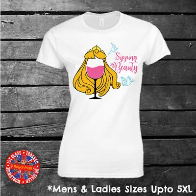 Buy Sleeping Beauty  Sipping Beauty  Funny T-shirt Ladies Men Gift • 9.99£