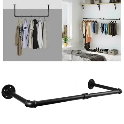 Buy Industrial Pipe Clothing Rack Wall Mounted Clothes Rail Hanging Display Rack UK • 10.90£