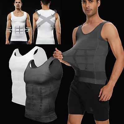 Buy Men's Slimming Vest Warm Body Shaper Support Compression Shirts Fit Gynecomastia • 14.79£