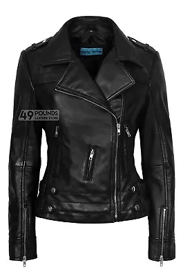 Buy Ladies Real Leather Jacket Designer Fashion Biker Classic Style Lambskin Jacket • 44.10£