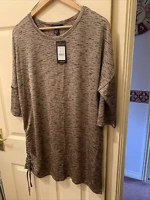 Buy New Look EX C&S RUCHED SIDE T-Shirt Mottled Bronze Size 22 - NWT • 8£