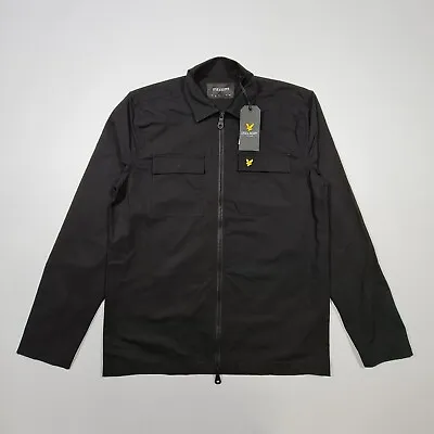 Buy Lyle & Scott Mens Jacket Black Small Long Sleeve Cotton Twill Collared Overshirt • 40.50£