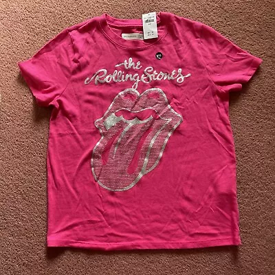 Buy BNWT Abercrombie Kids 9-10 Pink Girls The Rolling Stones T-shirt • 15£