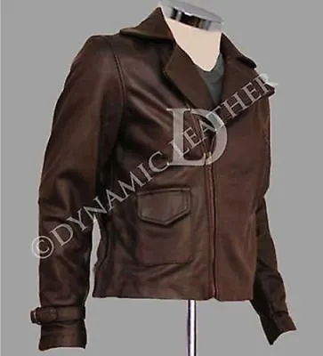 Buy Avenger Captain America Brown Biker Genuine Costume Leather Jacket Chris Evans • 79.99£