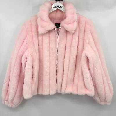 Buy Fabulous Furs Vintage Pink Faux Mink Vegan Fur Coat Lined Jacket Size Large • 82.03£