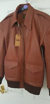 Buy Flight  Jacket A2 Five Star Goatskins Tan Brown Leather Size 36 • 120£