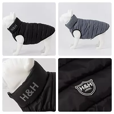 Buy LUXE HUGO & HUDSON BLACK & GREY REVERSE DOG PUFFER JACKET S30 See Size Chart NWT • 36.99£