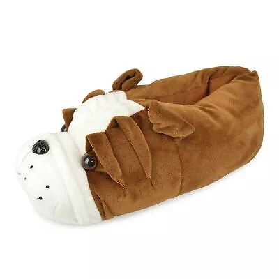 Buy Men's Bulldog Slippers Novelty 3D Brown And White Plush • 14.99£