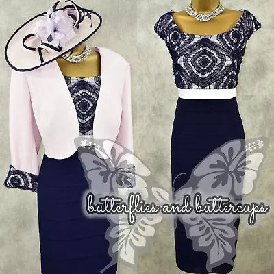 Buy CONDICI Size 20 Lilac Pink Navy Dress And Jacket Hatinator Mother Of The Bride • 299.99£