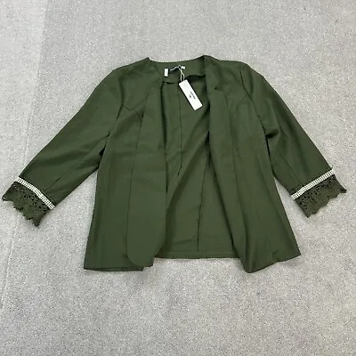 Buy Angela Ladies Jacket Green Extra Large Plus Open Front Smart Embellished Party • 17.95£