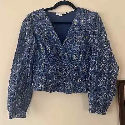 Buy Anthropologie Smocked Forever That Girl Cropped Top Blue Size XS • 25.67£