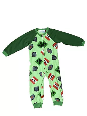 Buy MINECRAFT Fleece Costume Pajamas Suit 1 Piece Zip Up Size 6/7 • 7.20£