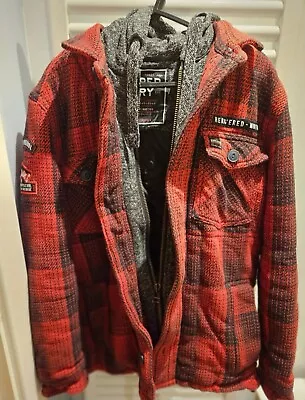 Buy Mens Superdry Shirt Jacket  Shacket Small Mens Red Check Hood • 15£