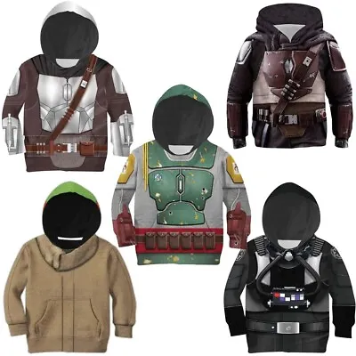 Buy Star Wars The Mandalorian Baby Yoda Kids Hoodie Jacket Coat Sweatshirts Costumes • 13£