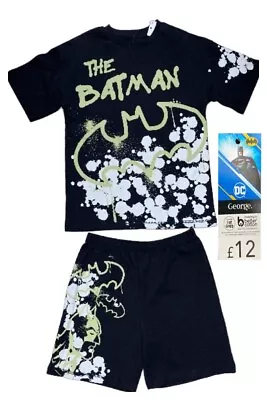 Buy Batman Age 9-10 Years Black Slogan Short Pyjamas, Shorts /Top Loungewear • 5.50£