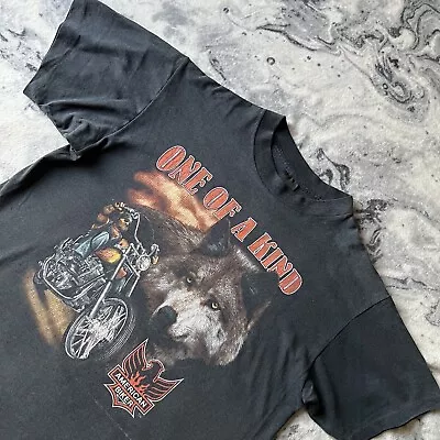 Buy Vintage 1992 90s One Of Kind American Biker Tshirt 3D Emblem Single Stitch Tee • 149.99£