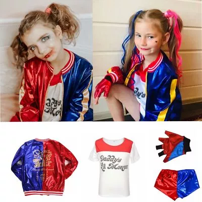 Buy Kids Girls Costume Suicide Squad Harley Quinn Fancy Dress Cosplay Costume Outfit • 10.22£