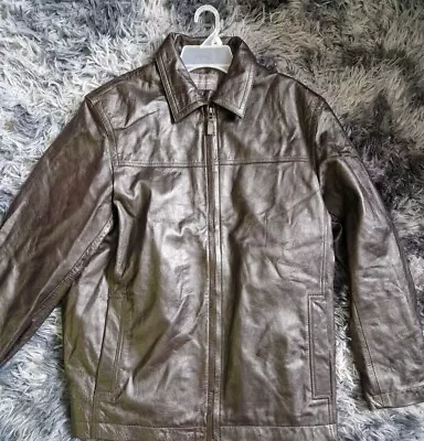 Buy Vintage GREENWOODS Elite Brown LEATHER Jacket Size Medium Thin Summer Coat  • 29.99£