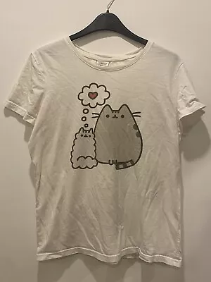 Buy Womens Pusheen And Stormy White Size Large (10-12) T-shirt With Cap Sleeves Used • 12£